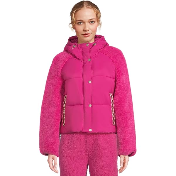 UGG Women's Ronney Puffer Jacket High Pile Coat, Bodacious, L at
